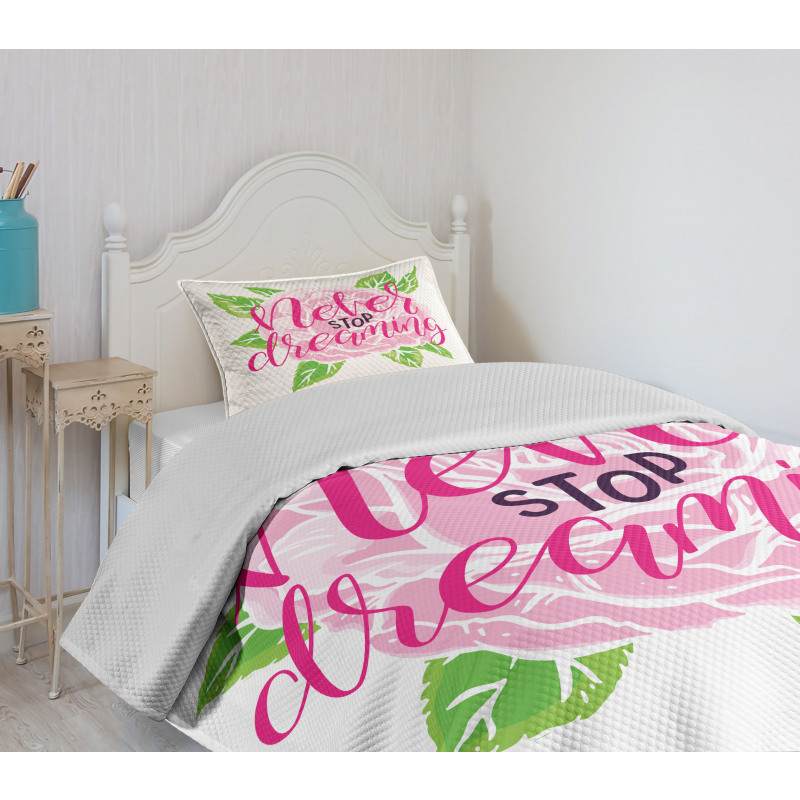 Romantic Rose Calligraphy Bedspread Set