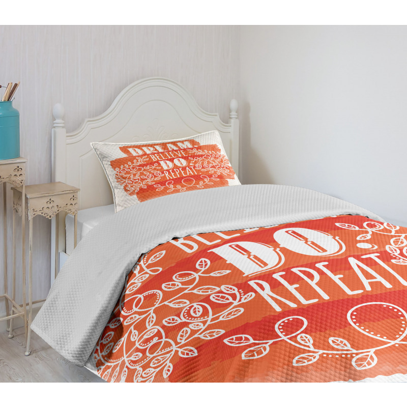 Dream Believe Do Repeat Leaf Bedspread Set