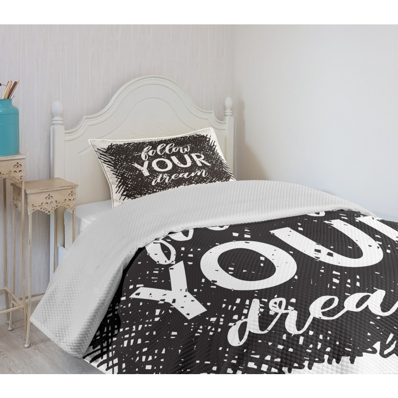 Words Grunge Black Scribble Bedspread Set