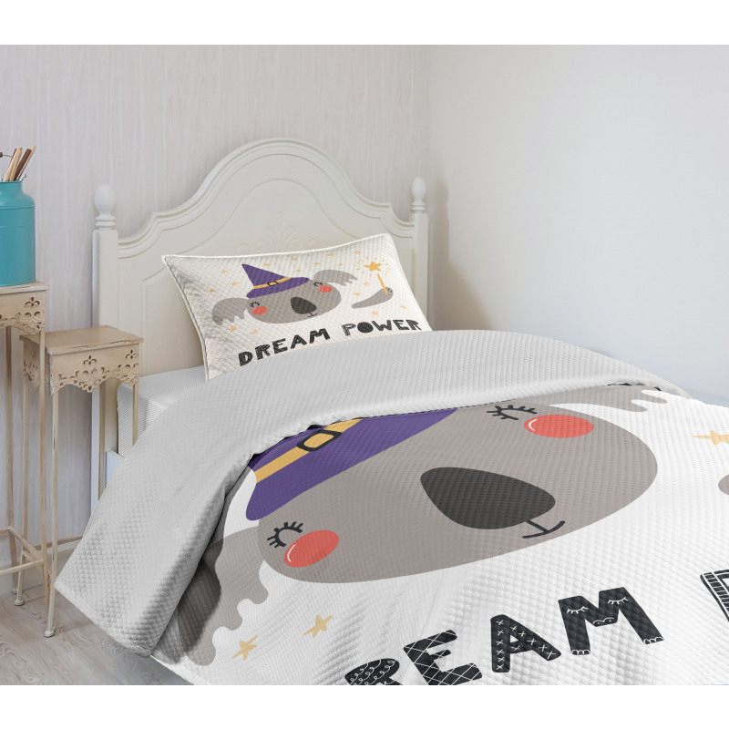 Funny Koala in a Witch Hat Bedspread Set