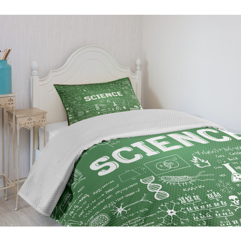 Science Word on Chalkboard Bedspread Set