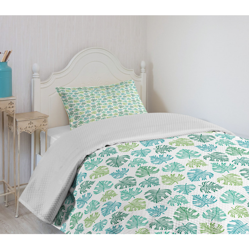 Exotic Theme Tropic Leaves Bedspread Set