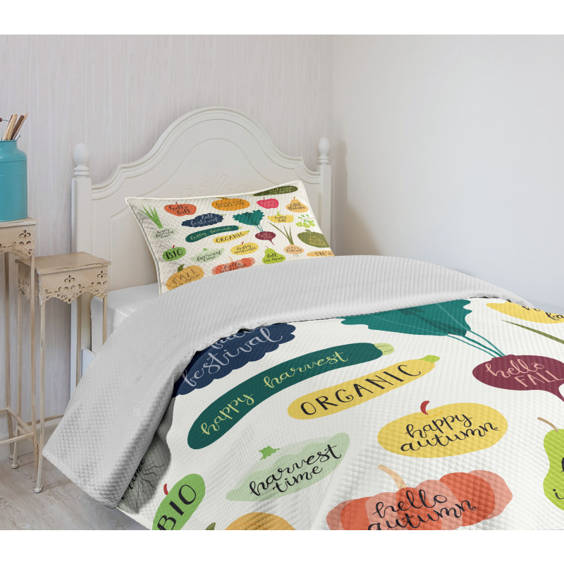 Plant Fruit Vegetable Slogan Bedspread Set