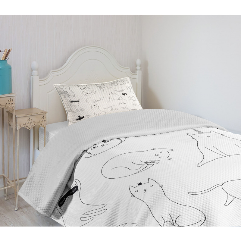 Pattern Cat Fiddles Kitten Bedspread Set