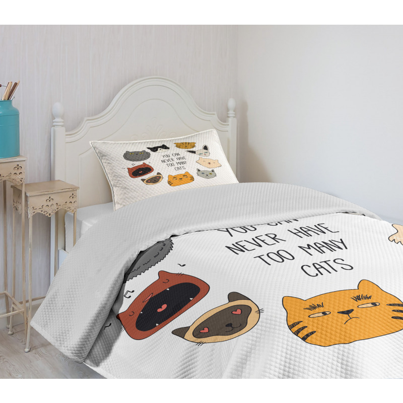 Wording Love Whiskers Happy Bedspread Set