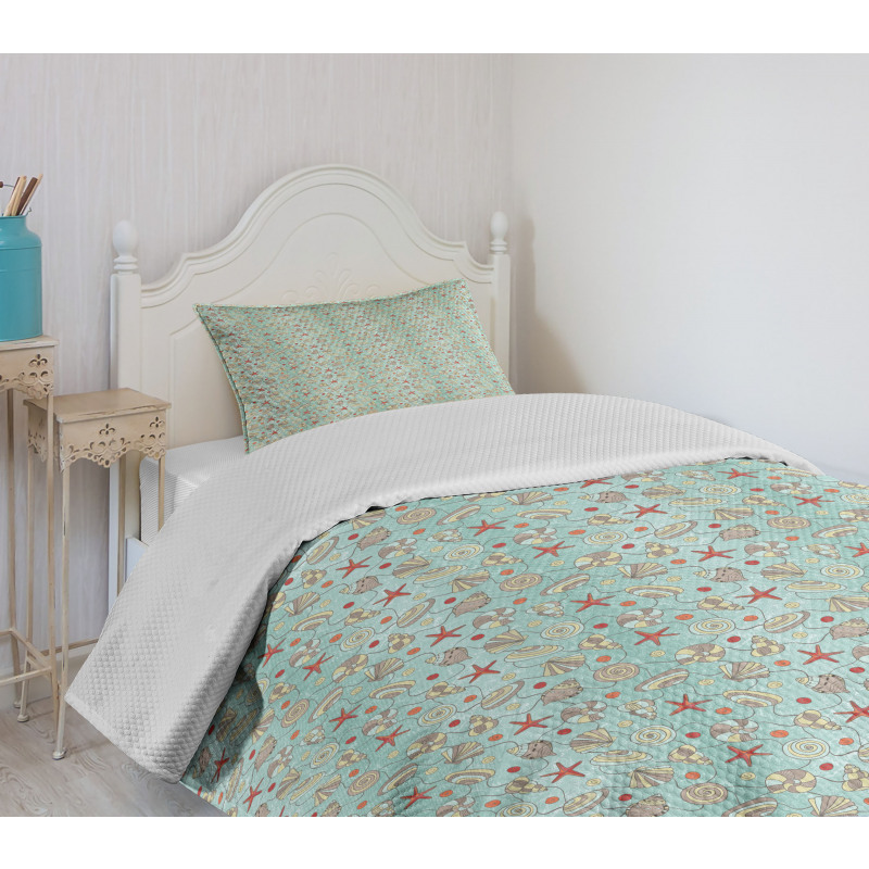 Chaotic Doodle Ocean Starfish Bedspread Set