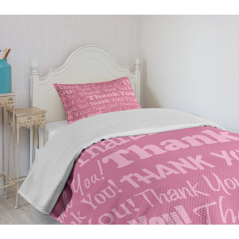 Thankful Message Pink Bedspread Set