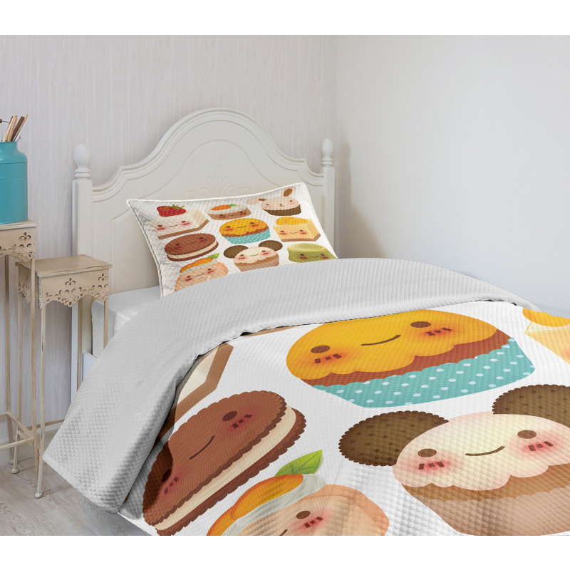 Baked Goods with Smileys Bedspread Set