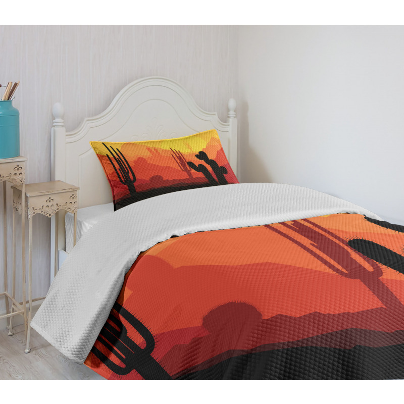 Cactus Silhouettes at Dusk Bedspread Set