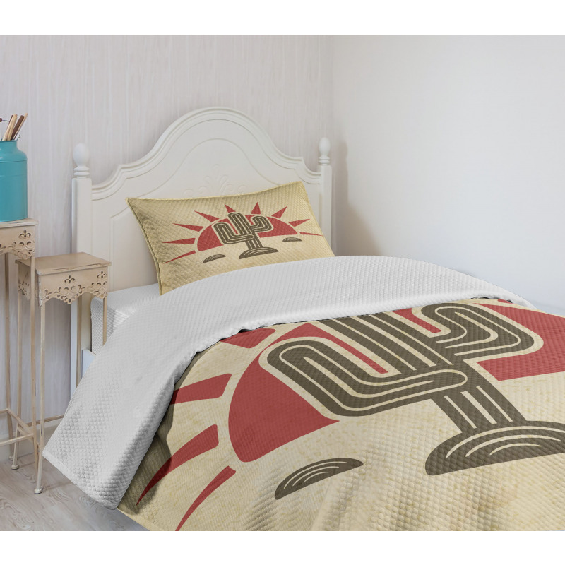 Tribal Saguaro and Sun Bedspread Set