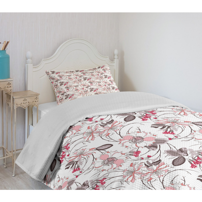 Romantic Floral Blossom Bedspread Set