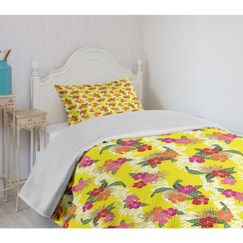 Tropical Flowers Art Bedspread Set