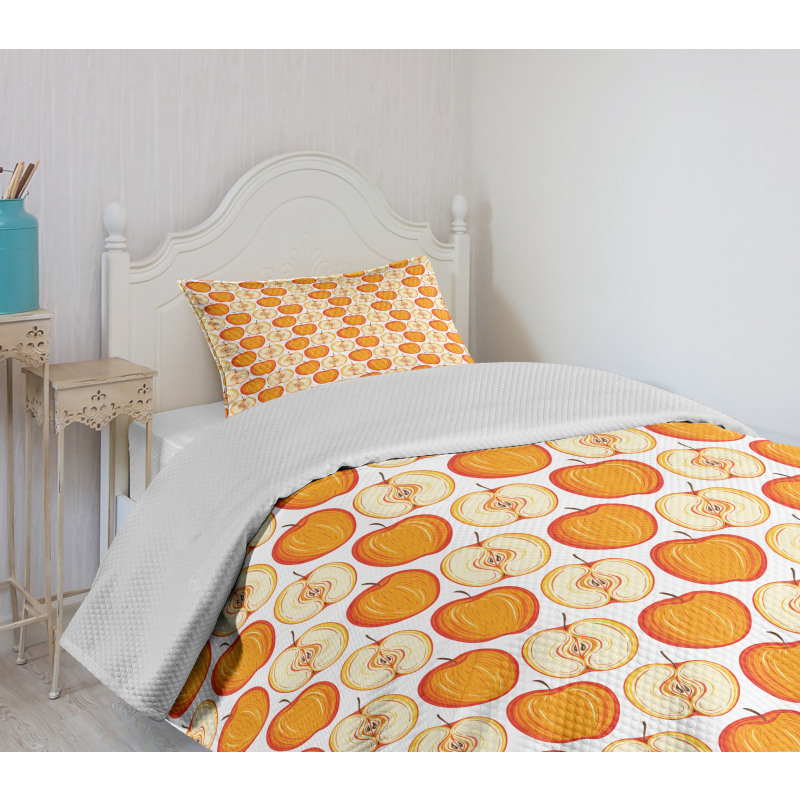 Warm Colored Fruity Items Bedspread Set