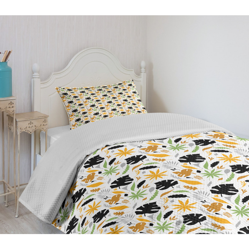 Tropical Foliage Silhouette Bedspread Set