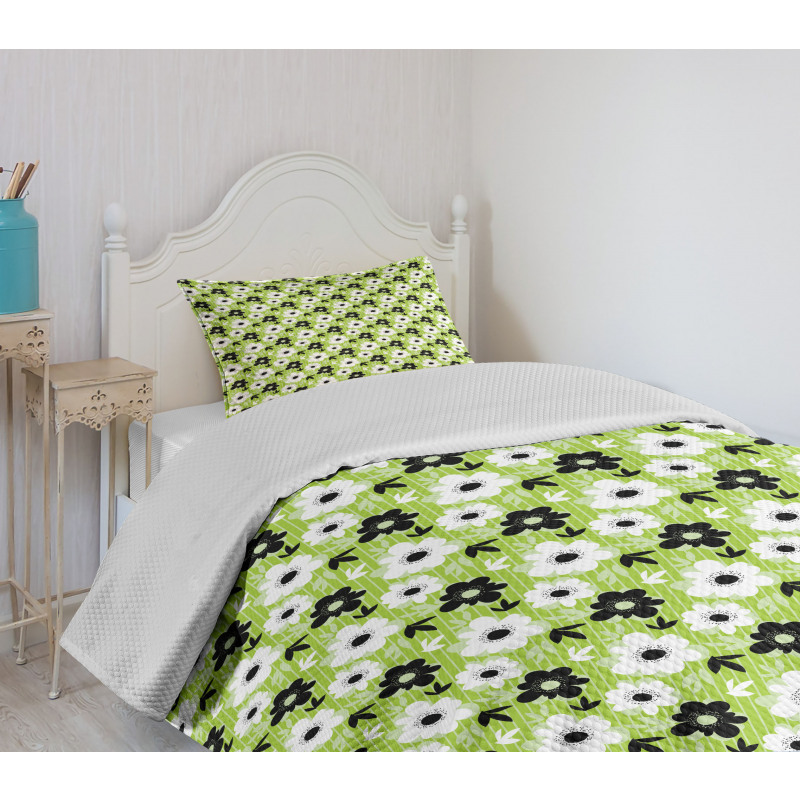 Birds Stripes and Flowers Bedspread Set