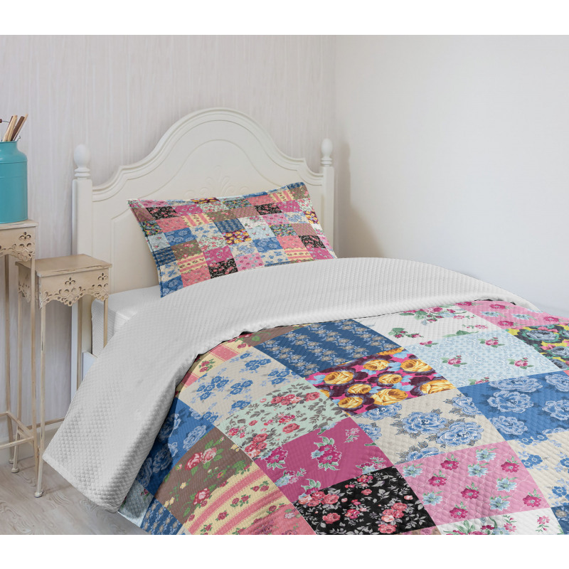 Checkered Squares Bedspread Set