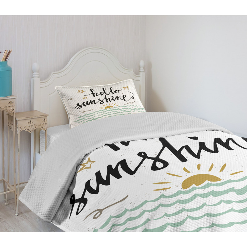 Sunset Scene Words Bedspread Set