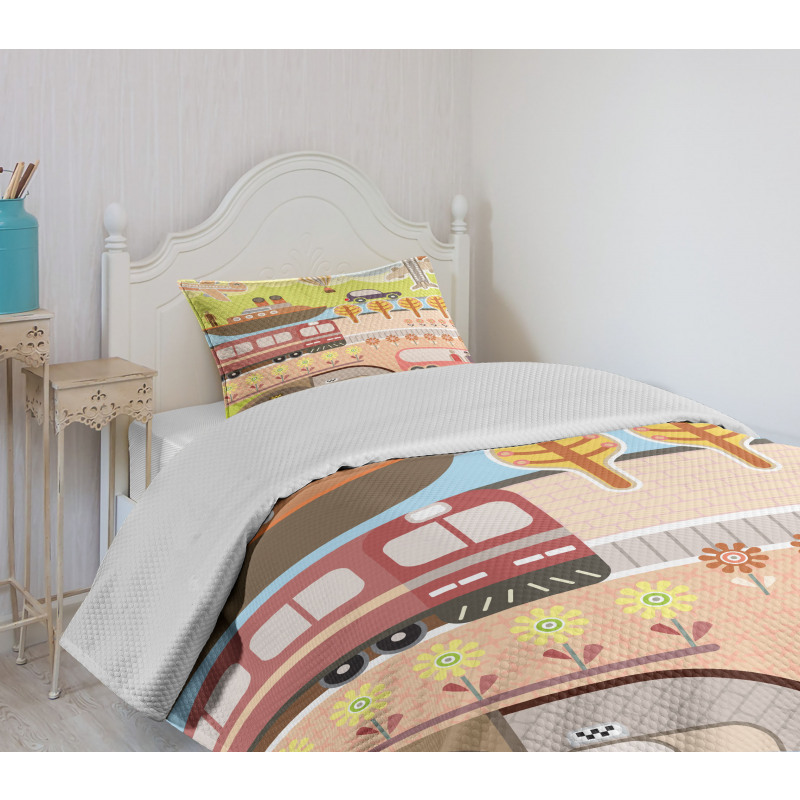 Train Ship Airplane Bus Bedspread Set