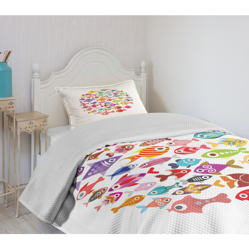 Aquarium Round Colorful Design Bedspread Set