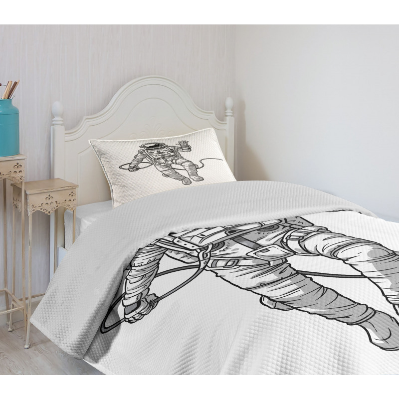 Cosmonaut Waving Hand Bedspread Set