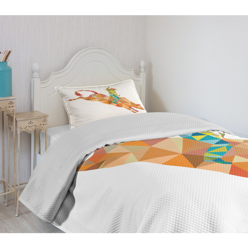 Geometric Fractal Cowboy Bull Bedspread Set