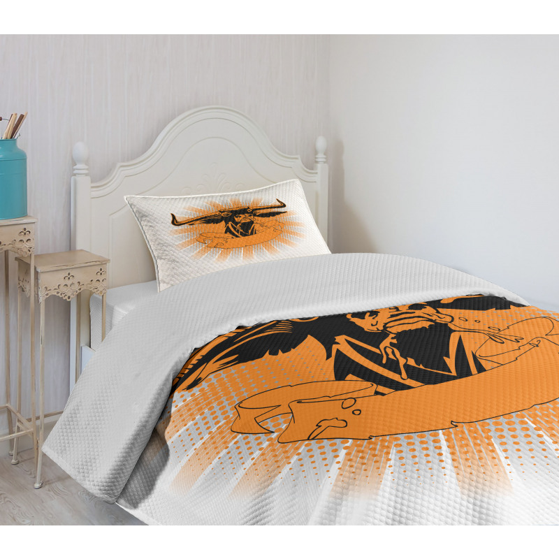 Furious Bull Head Portrait Bedspread Set