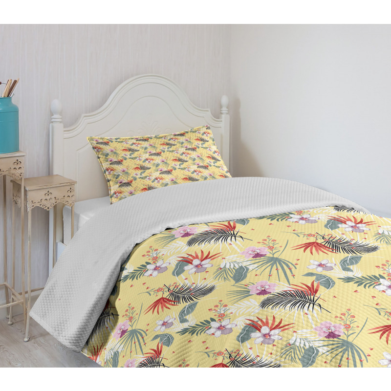 Pastel Hibiscus Flowers Bedspread Set