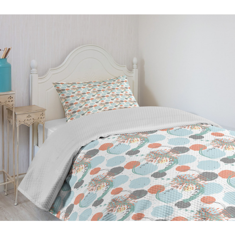 Modern Pastel Tone Petals Bedspread Set