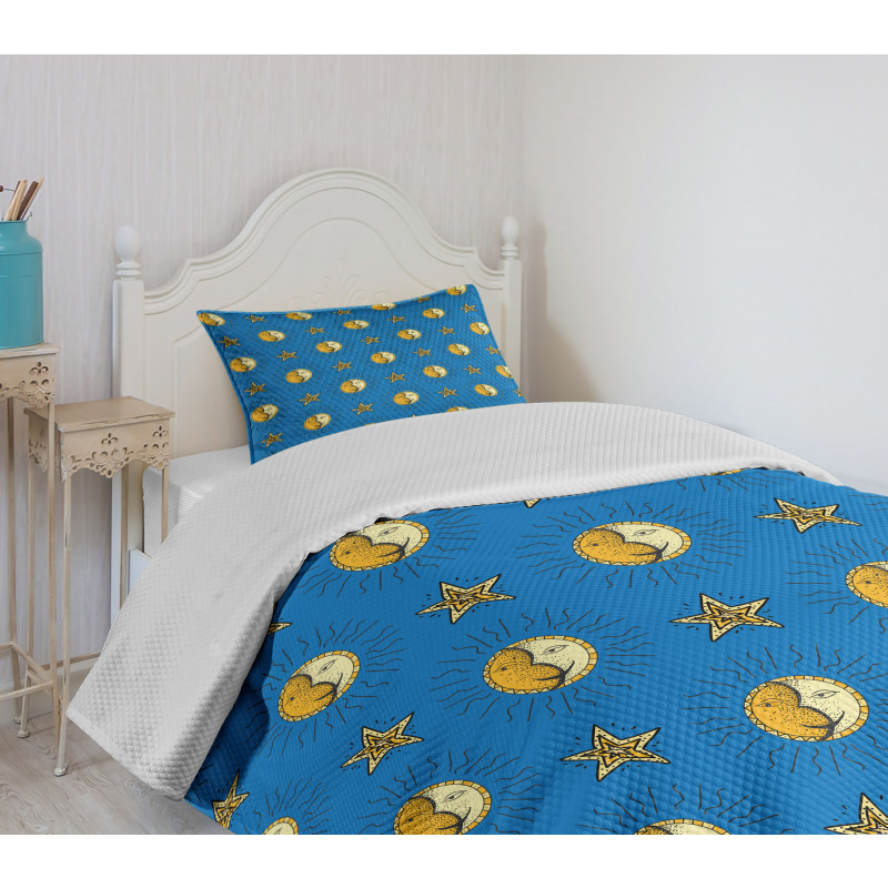 Sun and Moon Phases Layout Bedspread Set