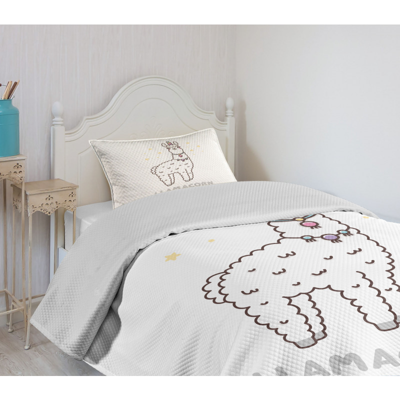 Cartoon Style Typography Bedspread Set