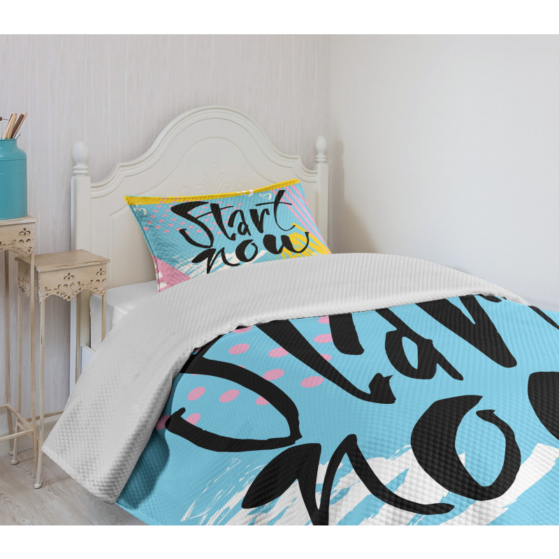 Start Now Words Modern Bedspread Set