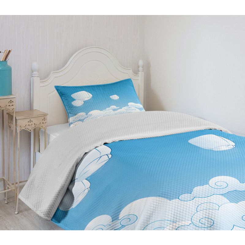 Lantern Floating Away in Sky Bedspread Set