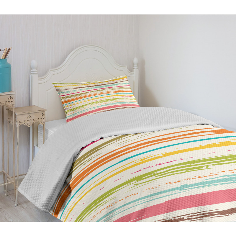 Horizontal Stripes Grunge Bedspread Set