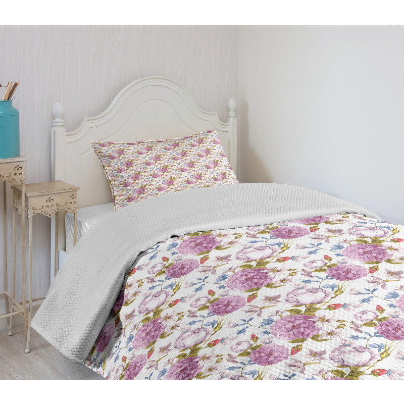 Retro Nature in Pastel Tones Bedspread Set