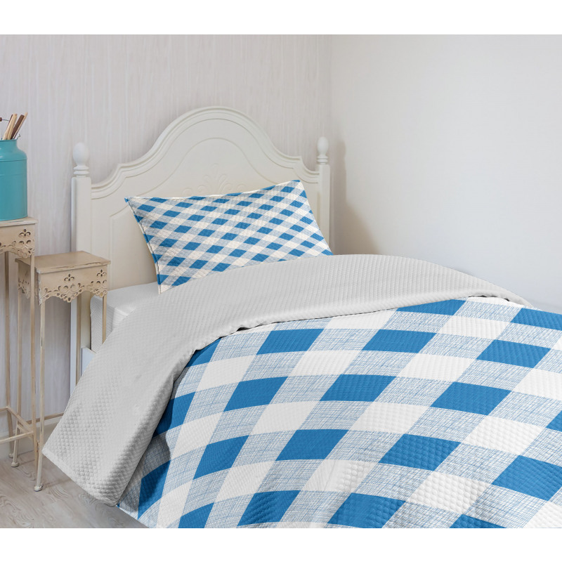 Checkered Plaid Grid Bedspread Set