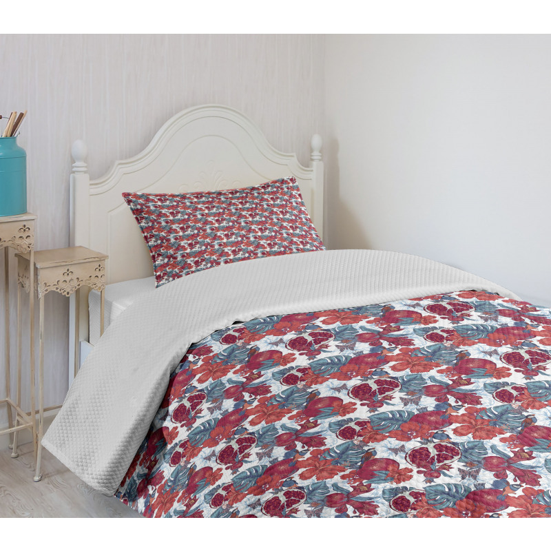 Tropical Hawaii Pomegranate Bedspread Set