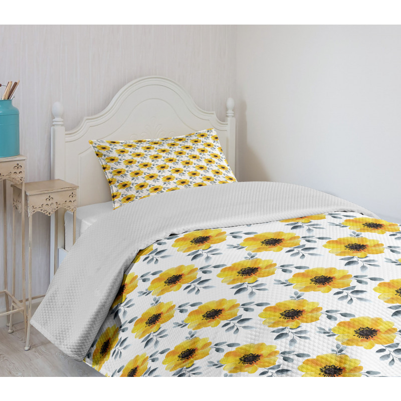 Watercolor Poppy Blossoms Bedspread Set