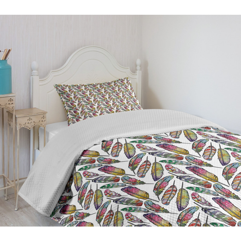 Abstract Bohemian Feathers Bedspread Set