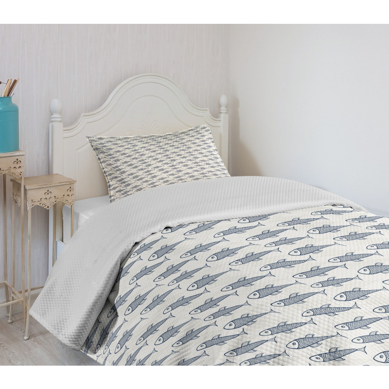 Doodle Fish Marine Life Bedspread Set