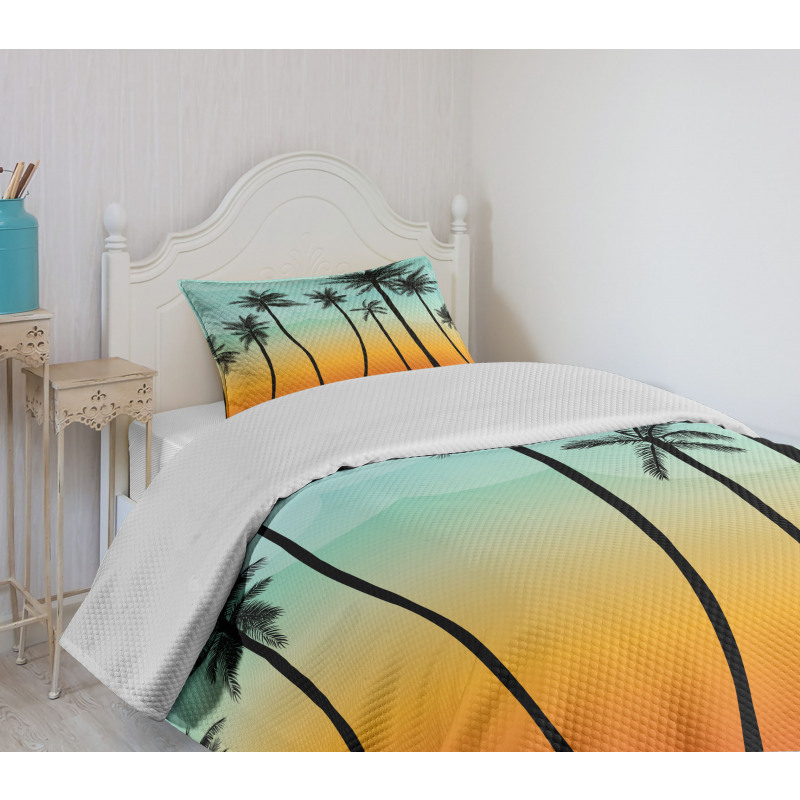 Ombre Effect Landscape Bedspread Set