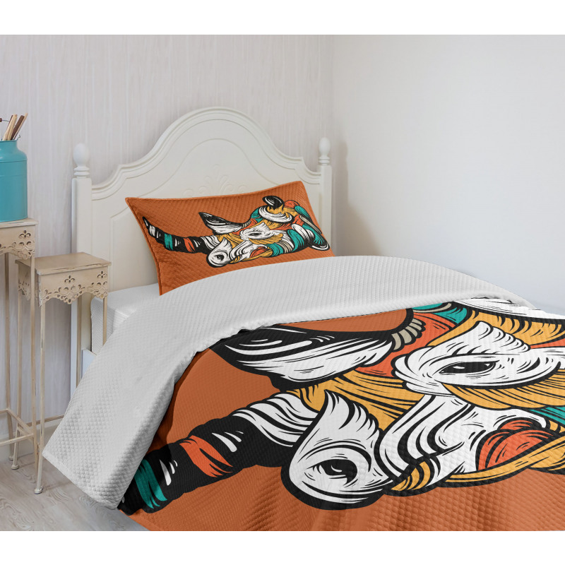 Colorful Animal Portrait Boho Bedspread Set