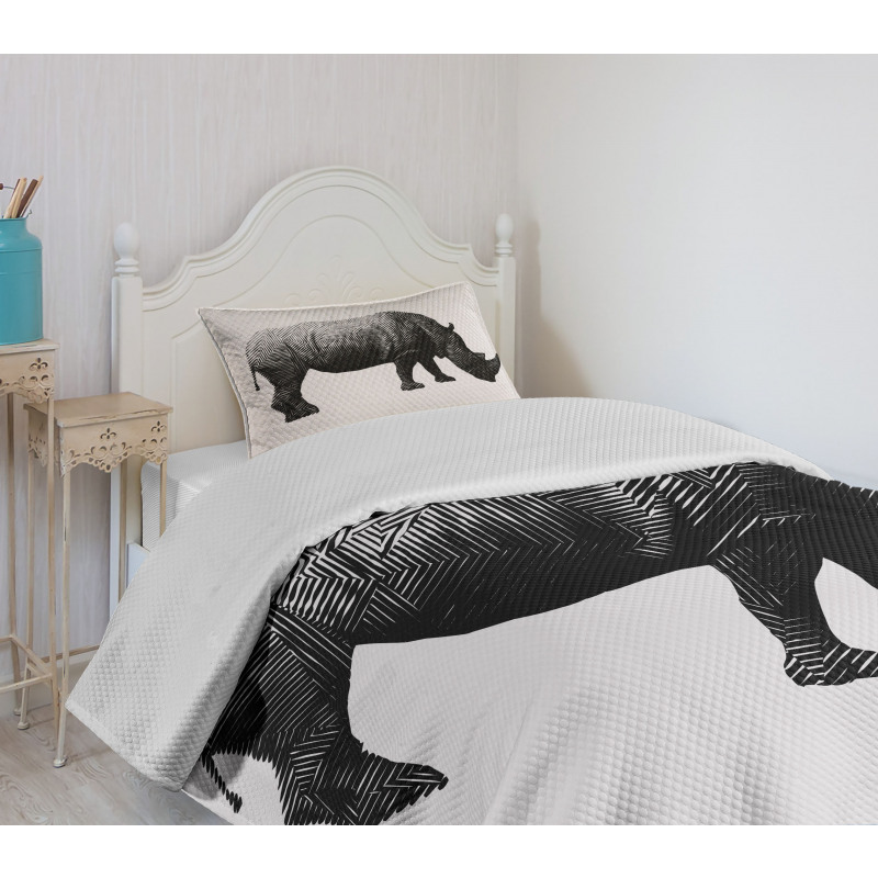 Polygonal Animal Line Art Bedspread Set