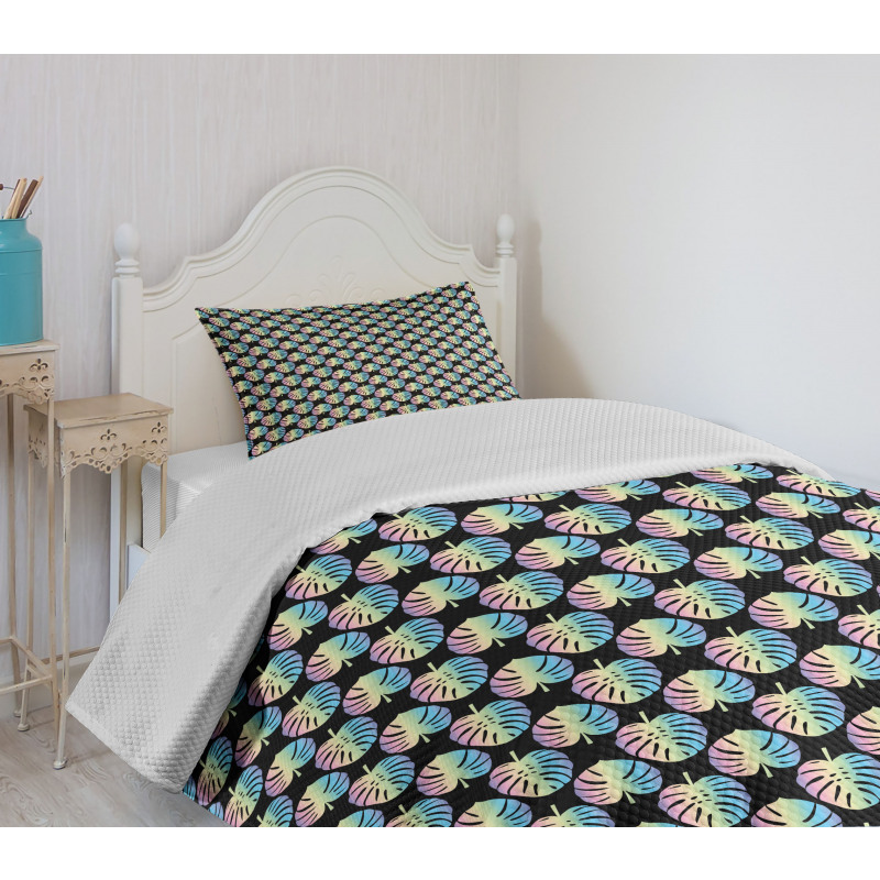 Colorful Monsteras Tropical Bedspread Set