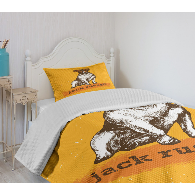 Grunge Puppy Design Bedspread Set