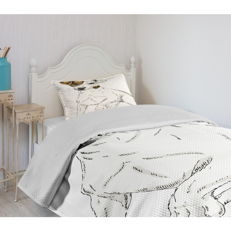 Graphic Puppy Portrait Bedspread Set