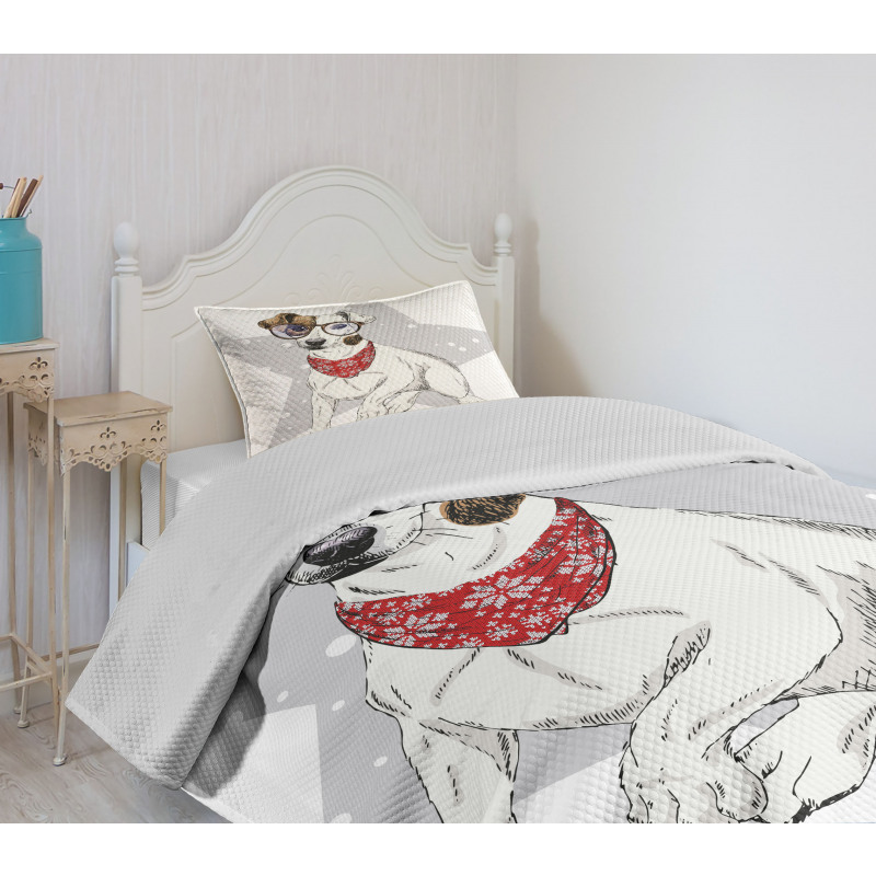 Sketch Style Terrier Bedspread Set