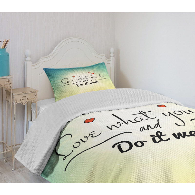 Hearts and Powerful Message Bedspread Set