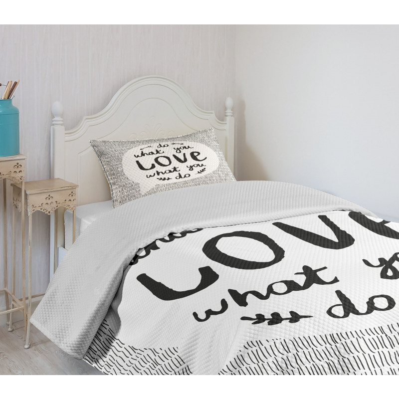 Message with Stripes Leaves Bedspread Set