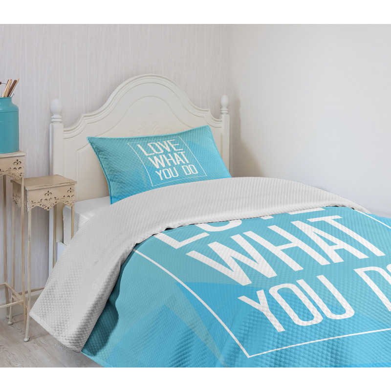 Modern Design Words in Frame Bedspread Set