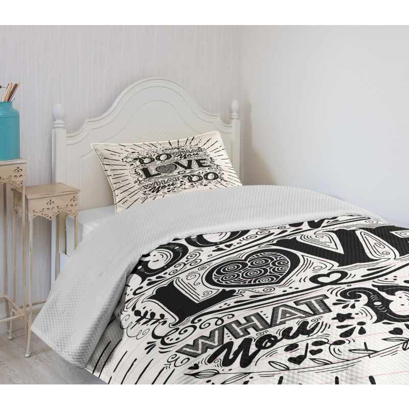 Hand-lettering and Swirls Bedspread Set